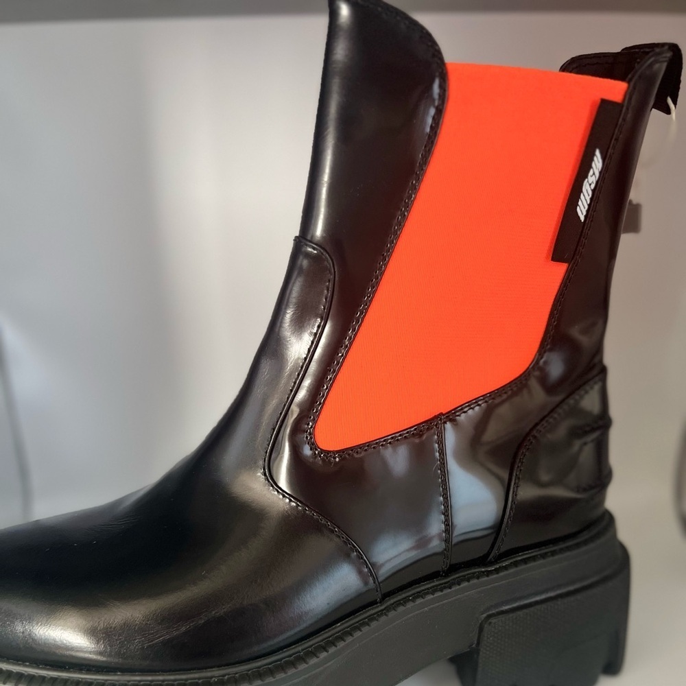 MSGM Stivale DONNA BLACK Chunky Lug Boot Highlight ORANGE EU 40 Brand NEW - Picture 11 of 11